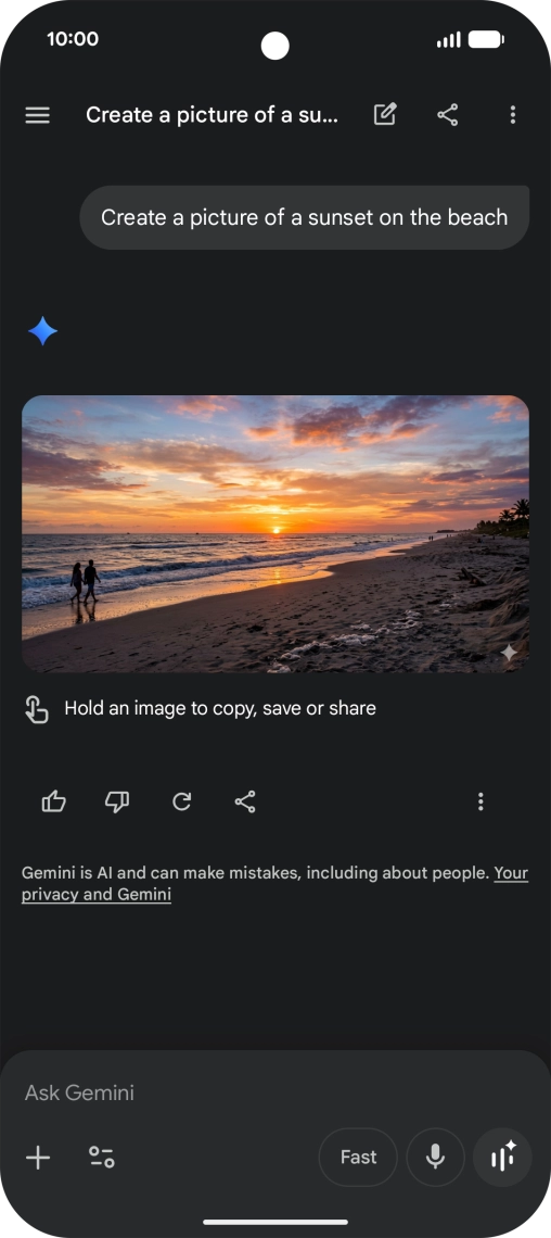You can also ask Gemini to generate a picture based on your description. You can also ask Gemini to generate a picture based on your description.