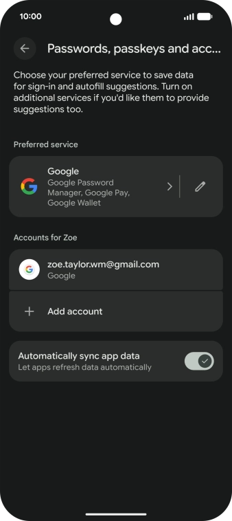 Press Add account. Press Add account.