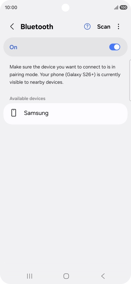 Press the required Bluetooth device and follow the instructions on the screen to pair the device with your phone. Press the required Bluetooth device and follow the instructions on the screen to pair the device with your phone.