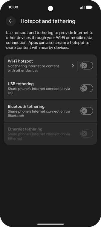 Press Wi-Fi hotspot. Press Wi-Fi hotspot.