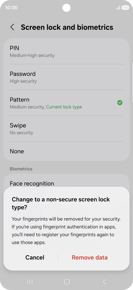 Press Remove data. Press Remove data.
