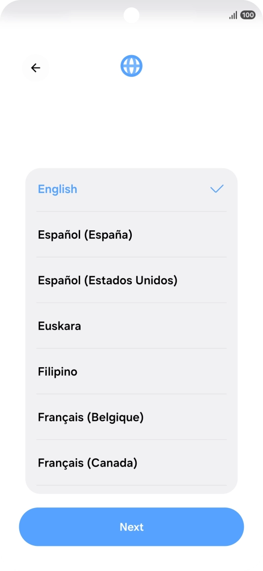 Press the required language. Press the required language.