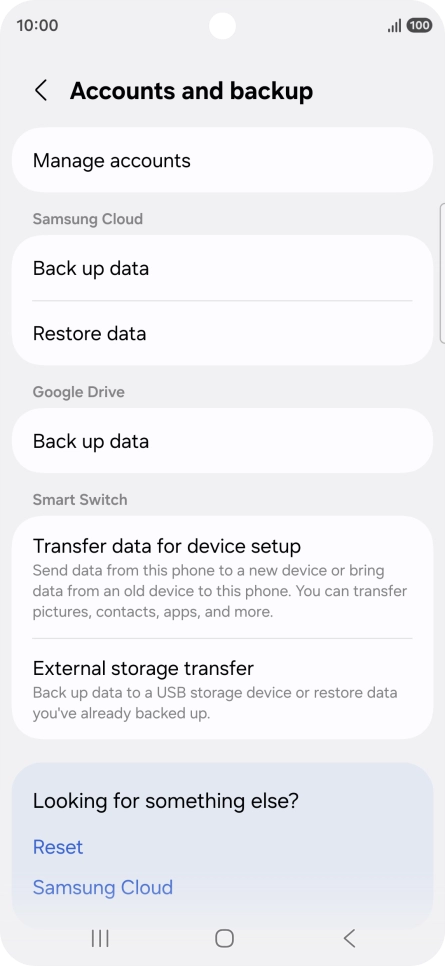 Press Manage accounts. Press Manage accounts.