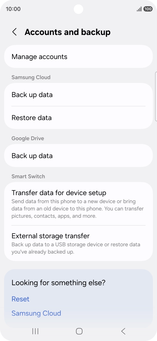 Press Manage accounts. Press Manage accounts.