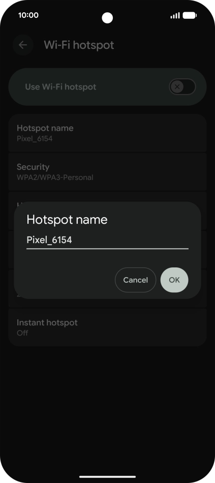 Key in the required Wi-Fi hotspot name and press OK. Key in the required Wi-Fi hotspot name and press OK.