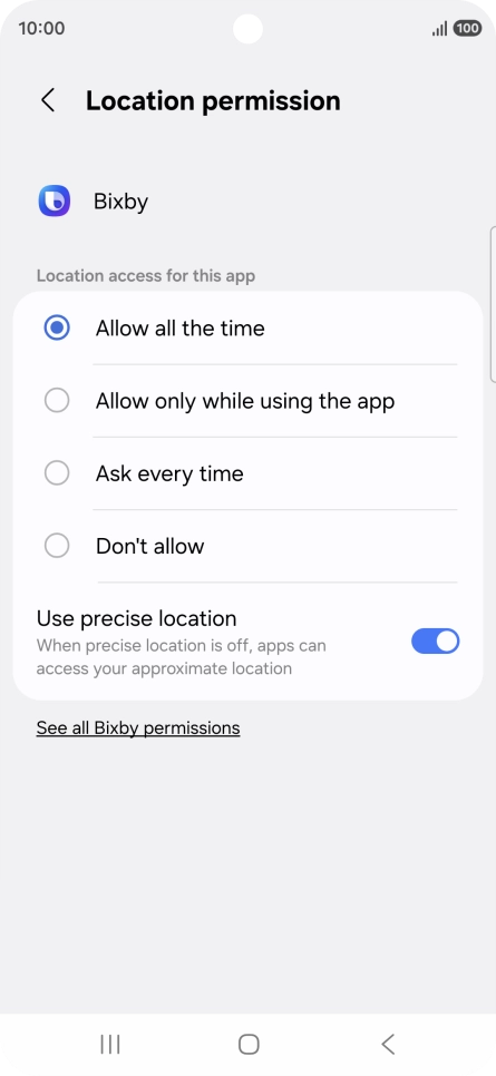 Press the required setting. Press the required setting.