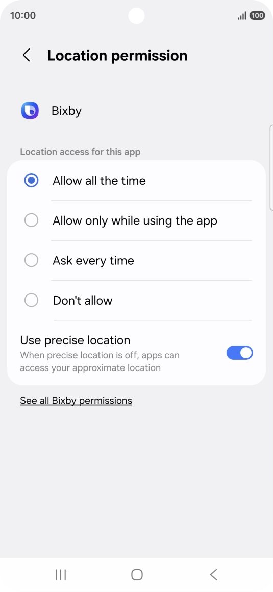 Press the required setting. Press the required setting.