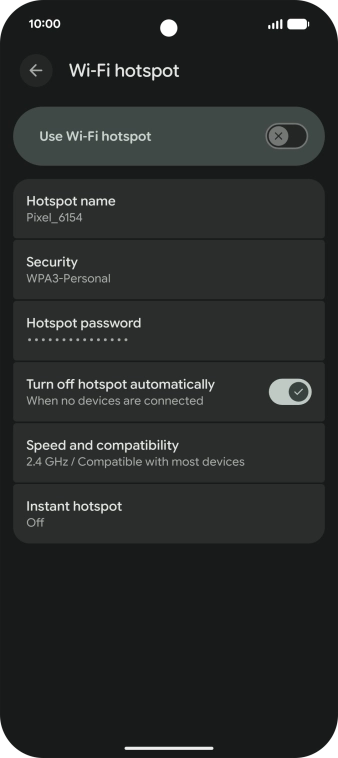 Press Hotspot password and key in the required password. Press Hotspot password and key in the required password.