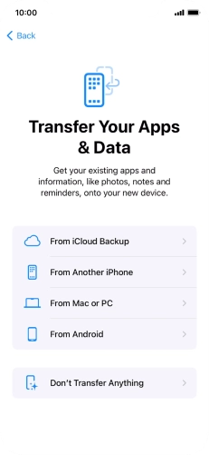 Press Don't Transfer Anything and follow the instructions on the screen to finish the activation. Press Don't Transfer Anything and follow the instructions on the screen to finish the activation.