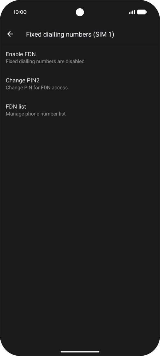 Press Enable FDN. Press Enable FDN.