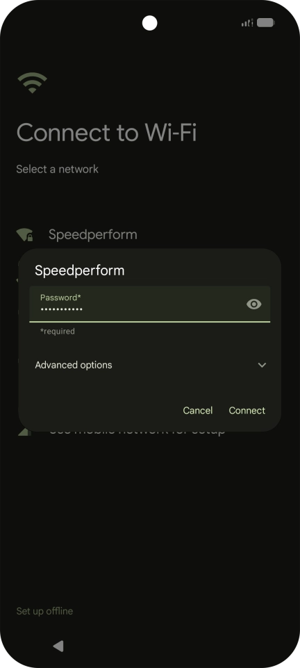 Key in the password for the Wi-Fi network and press Connect. Key in the password for the Wi-Fi network and press Connect.
