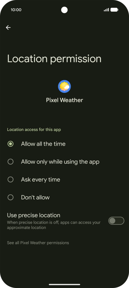Press the required setting. Press the required setting.