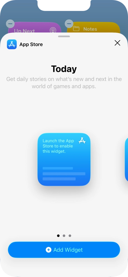 Slide your finger right or left on the screen to select the required widget size. Slide your finger right or left on the screen to select the required widget size.