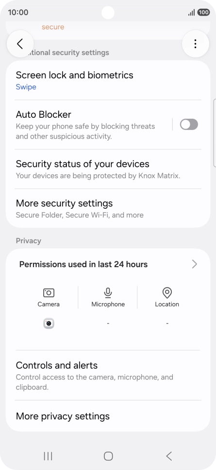 Press More security settings. Press More security settings.