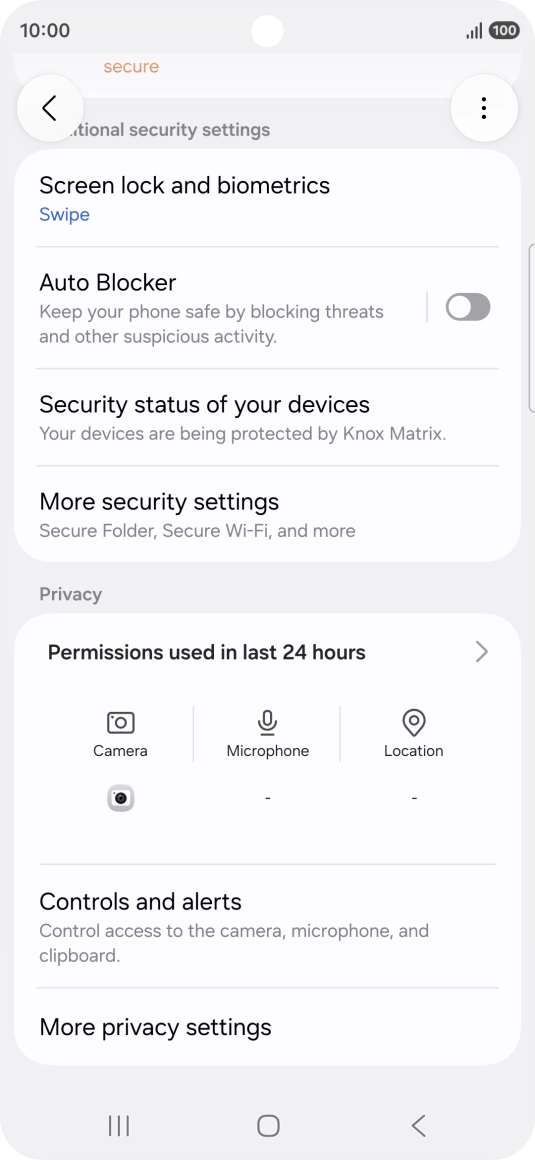 Press More security settings. Press More security settings.