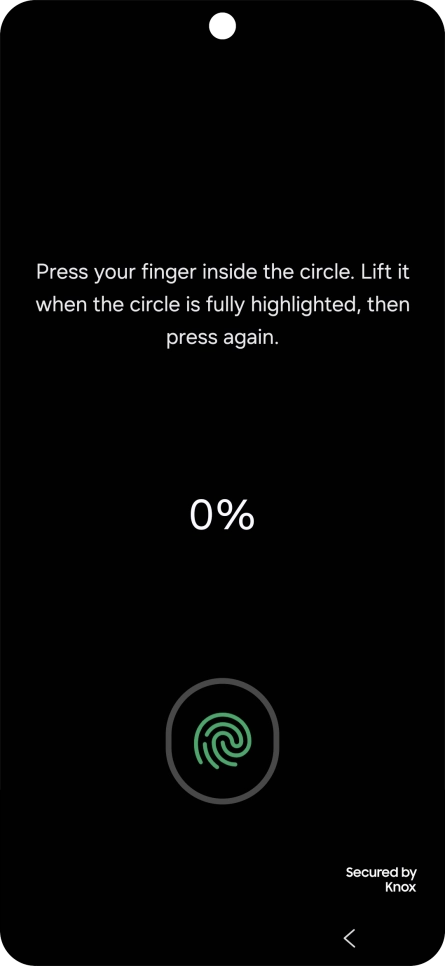 Follow the instructions on the screen to create the phone lock code using your fingerprint. Follow the instructions on the screen to create the phone lock code using your fingerprint.