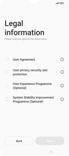Press the fields next to the required settings to select them. Press the fields next to the required settings to select them.