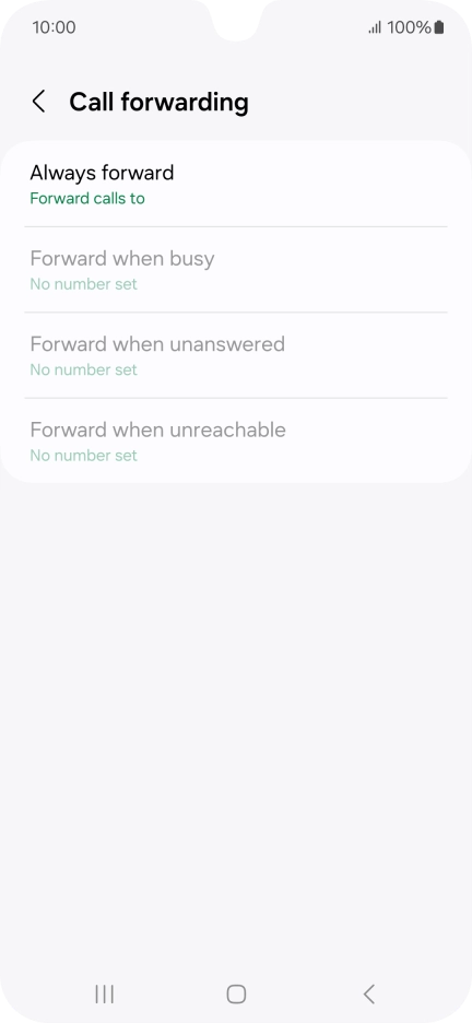 Press the required divert type. Press the required divert type.