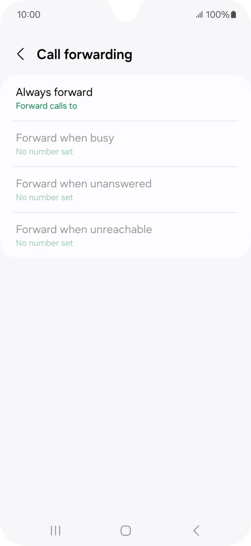 Press the required divert type. Press the required divert type.