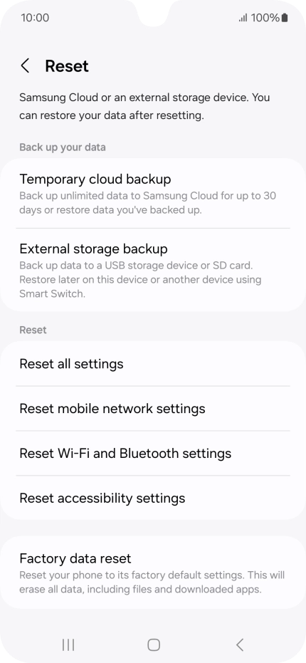 Press Reset mobile network settings. Press Reset mobile network settings.