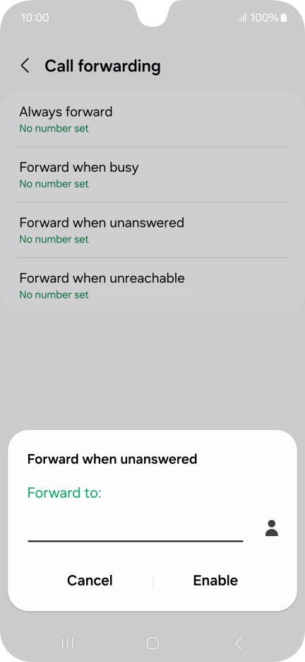 Key in +447953222222 and press Enable. Key in +447953222222 and press Enable.