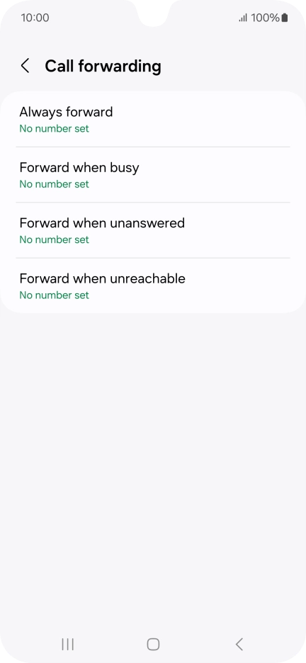 Press the required divert type. Press the required divert type.