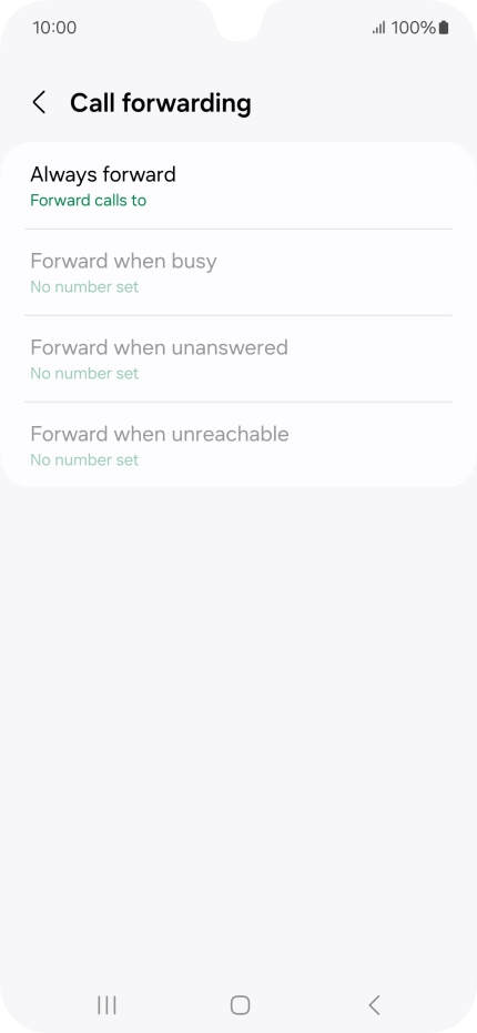 Press the required divert type. Press the required divert type.