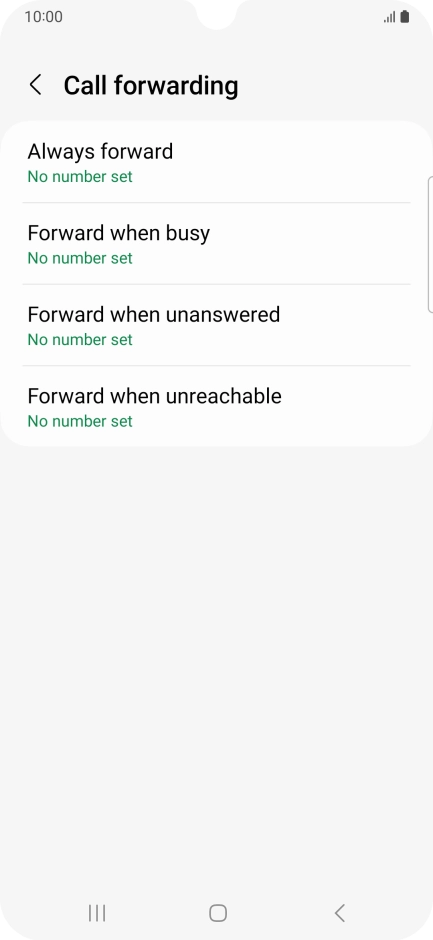 Press the required divert type. Press the required divert type.