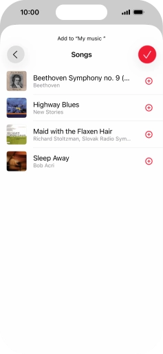Go to the required category and press the add icon next to the required audio file. Go to the required category and press the add icon next to the required audio file.