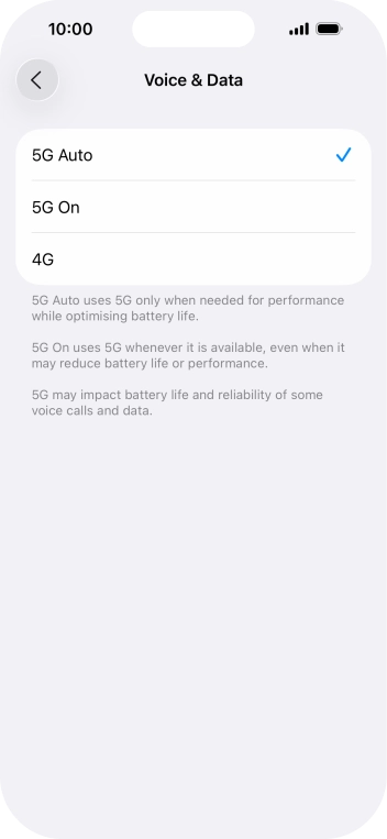 To turn on automatic switch between 5G and 4G, press 5G Auto. To turn on automatic switch between 5G and 4G, press 5G Auto.