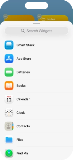 Press the required widget. Press the required widget.
