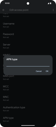 Key in default and press OK. Key in default and press OK.