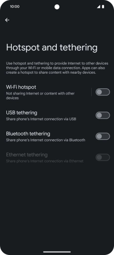 Press Wi-Fi hotspot. Press Wi-Fi hotspot.