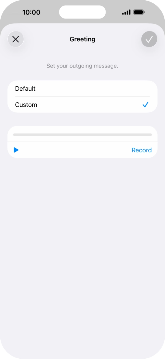 Press Record to start recording a personal greeting. Press Record to start recording a personal greeting.