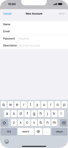 Press Password and key in the password for your email account. Press Password and key in the password for your email account.