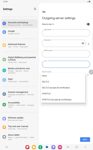 Press SSL/TLS. Press SSL/TLS.