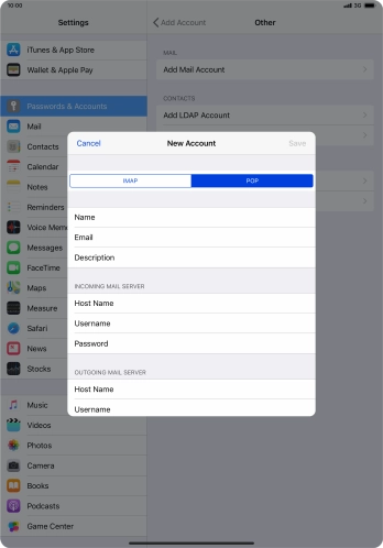 Press Host Name and key in the name of your email provider's incoming server. Press Host Name and key in the name of your email provider's incoming server.