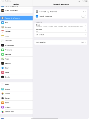 Press the name of the email account you've just set up. Press the name of the email account you've just set up.