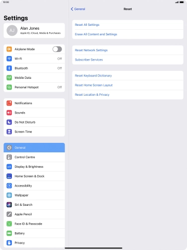 Press Reset All Settings. Press Reset All Settings.