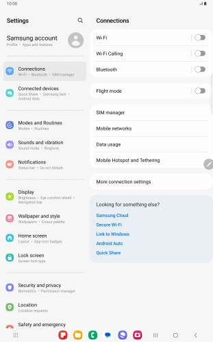Press Mobile Hotspot and Tethering. Press Mobile Hotspot and Tethering.
