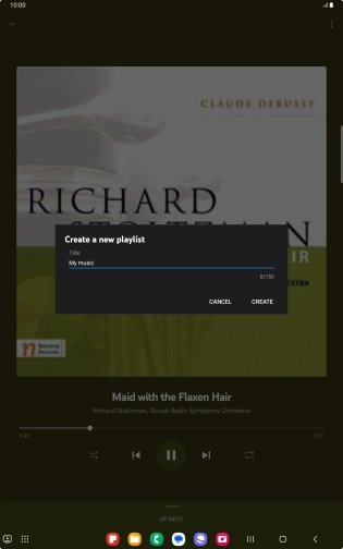 Key in a name for the playlist and press CREATE. Key in a name for the playlist and press CREATE.