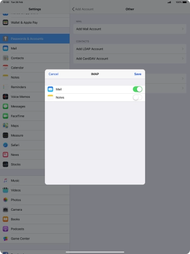 Press Save. Your email account has now been set up. To select more settings for incoming and outgoing server, proceed with the following steps. Press Save. Your email account has now been set up. To select more settings for incoming and outgoing server, proceed with the following steps.