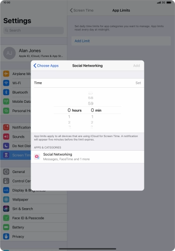 Set the required time limit for use of the selected category. Set the required time limit for use of the selected category.