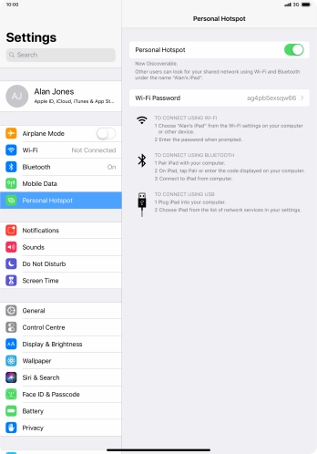 Press Wi-Fi Password and key in the required password. Press Wi-Fi Password and key in the required password.