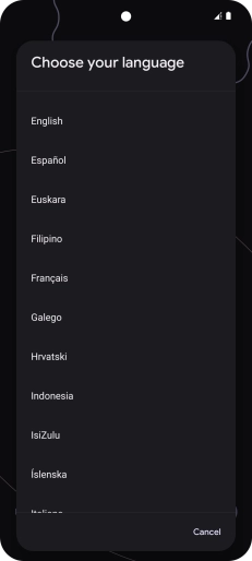 Press the required language. Press the required language.