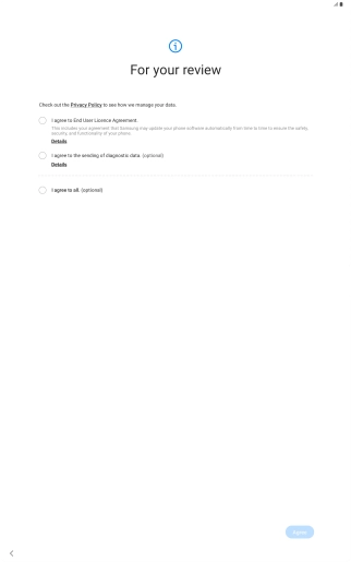 Press the fields next to the required settings to select them. Press the fields next to the required settings to select them.