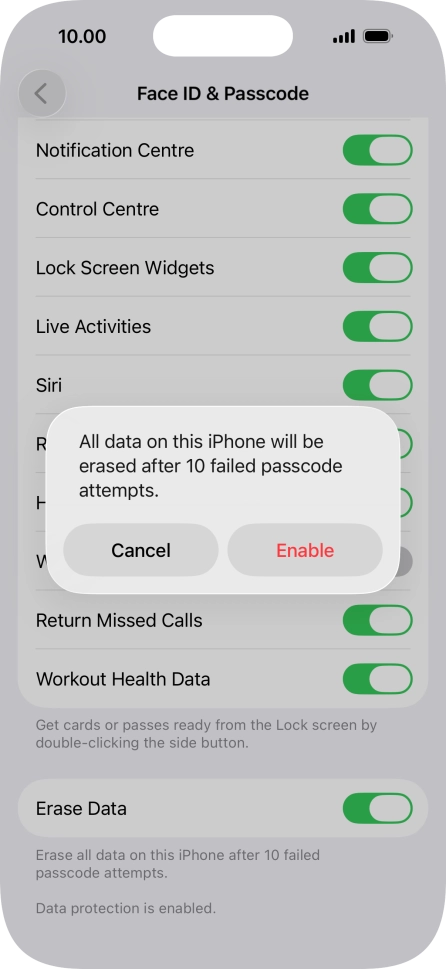 If you turn on the function, press Enable. If you turn on the function, press Enable.