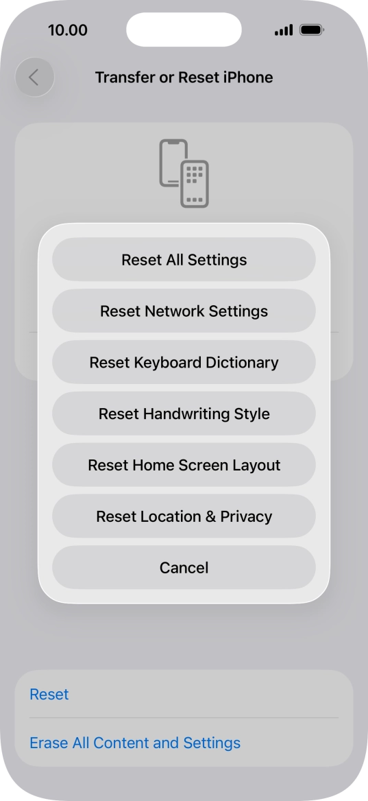 Press Reset All Settings. Press Reset All Settings.