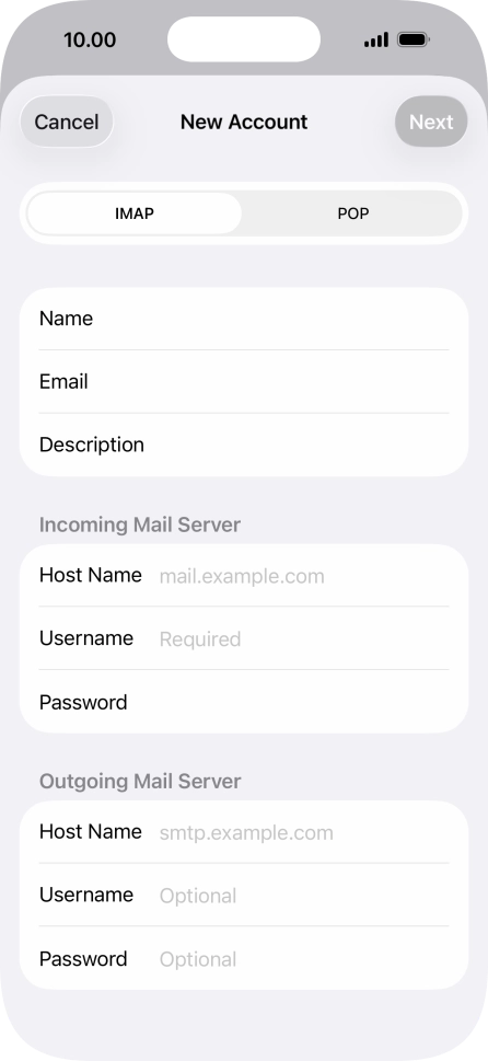 Press IMAP. Press IMAP.