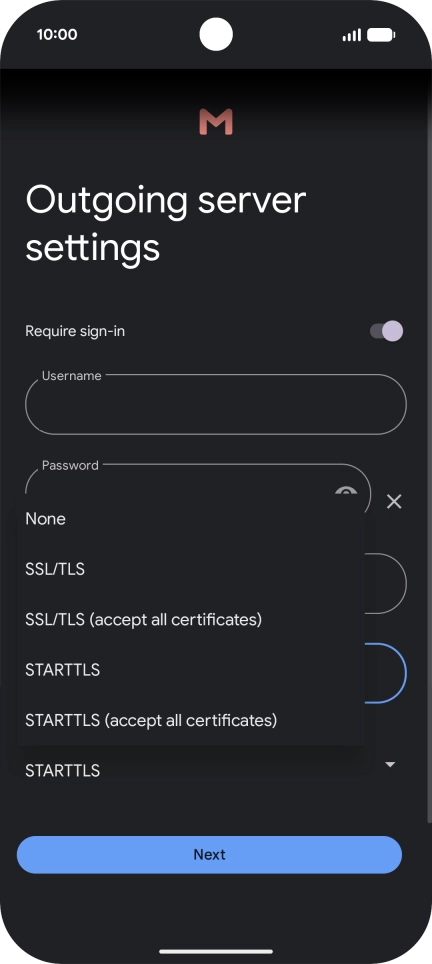 Press SSL/TLS. Press SSL/TLS.